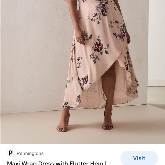 beautiful Floral Pink Wrap Flirty Feminine Maxi Dress - Picture 3 of 6